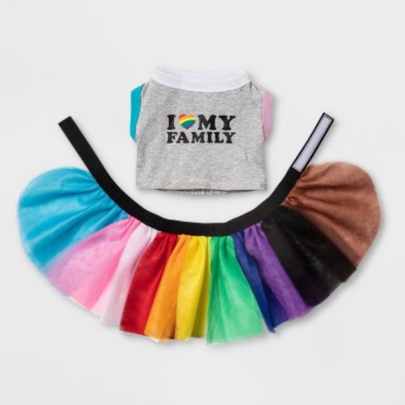 Dog T-Shirt & Tutu Skirt - Rainbow - Pride - Picture 1 of 7